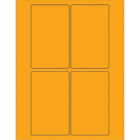 Officespace 3 x 5 in. Fluorescent Orange Rectangle Laser Labels OF3349543